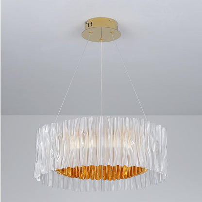 Modern Minimalism Pleated Acrylic Ring Round Ceiling Light for Living/ Ding Room/ Bar