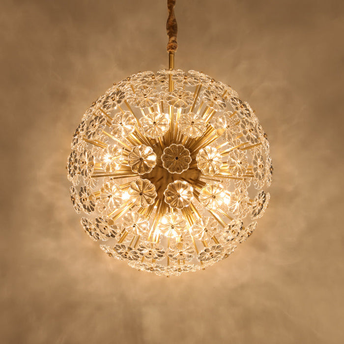 Round Crystal Chandelier Ball Ceiling Lighting For Staircase Or Dining Room