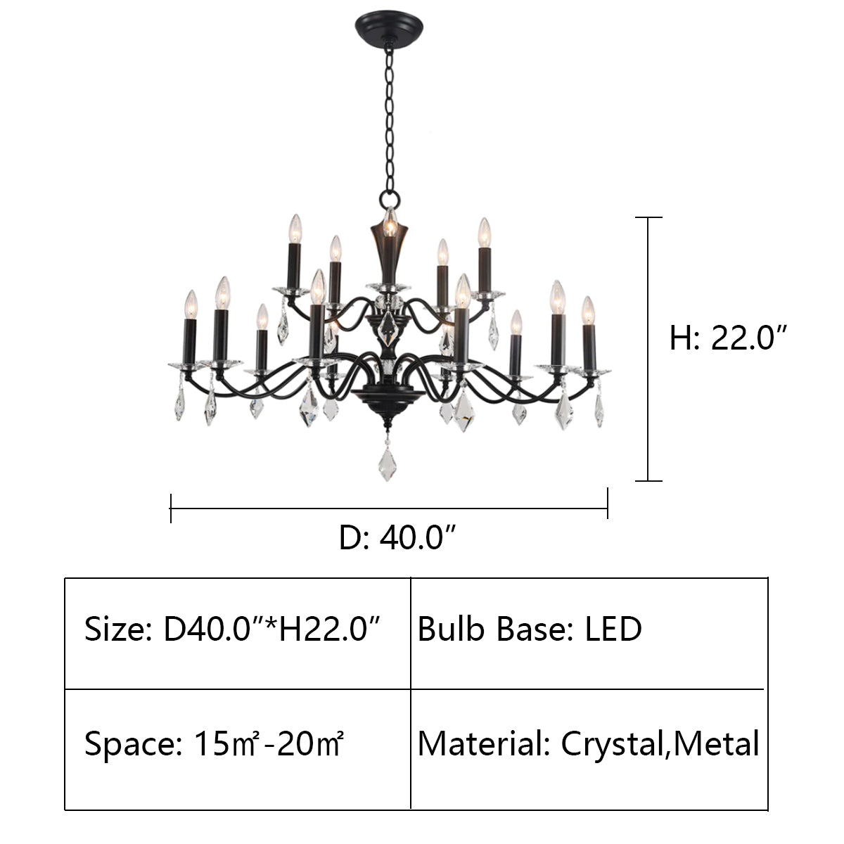 D40.0"*H22.0" BS71301 Scroll Candelabra Chandelier,chandelier,chandeliers,crystal,metal,candle,branch,black,white,chrome,raindrop,teardrop,tier,layers,ceiling,traditional,pendant,living room,dining room,bedroom,home office,bar,coffee shop,hallway