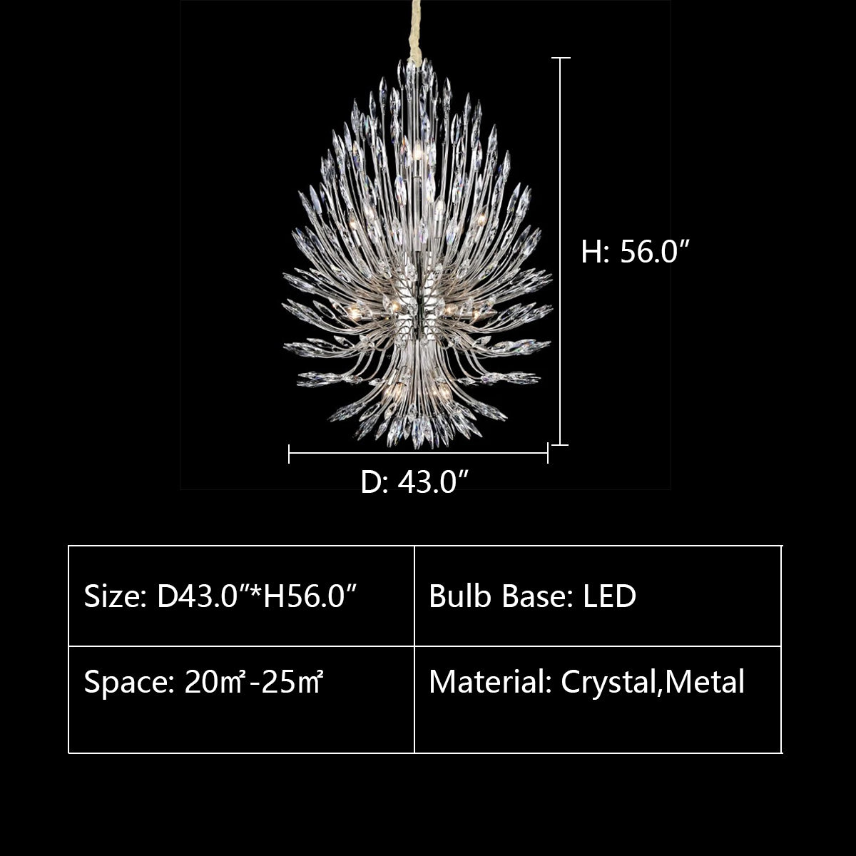 D43.0"*H56.0" LILY STARBURST CRYSTAL SPUTNIK CHANDELIER,chandeleir,chandeliers,pendanr,branch,bouquet,flower.crystal,ceiling,art,creative,post-modern,light luxury,living room,dining room,foyer