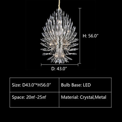 D43.0"*H56.0" LILY STARBURST CRYSTAL SPUTNIK CHANDELIER,chandeleir,chandeliers,pendanr,branch,bouquet,flower.crystal,ceiling,art,creative,post-modern,light luxury,living room,dining room,foyer