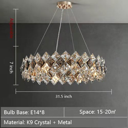 Prismatic Crystal Chandelier For Living Room Dining Room Ceiling Light