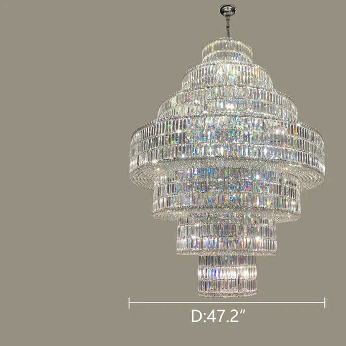 Chandelier Multi Tiered Round Big Bright Flash Light Fixture for Living Room/ Duplex/ Staircase/ Entryway