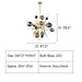D47.0"*H39.0" Spike & Thorn Sputnik Glass Globe Chandelier,chandelier,chandeliers,pendant,glass,metal,art,creative,cup,glass shade,post-modern,ceiling,foyer,stairs,living room,entrys,hallway,smoke,clear,huge,big,oversized,gold,industrial