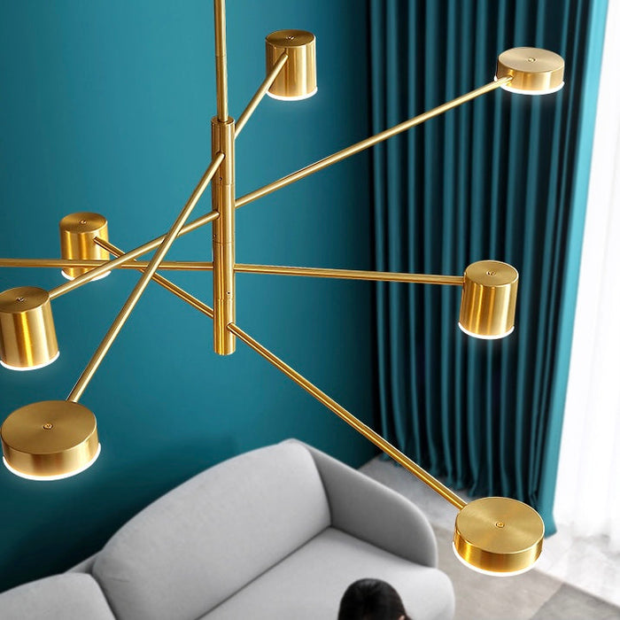 Staggered Brass Led 6/10-Lights Chandelier For Dining Room Or Bedroom