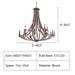 D48.0"*H46.0" Osteria Foyer Reclaimed Wood Chandelier,chandelier,chandeliers,wood,wooden,candle,metal,iron,black iron,branch,candle light,ceiling,foyer,living room,dining room,bedroom,vintage,retro