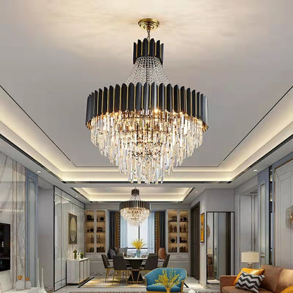 Lampadario di cristallo nero alla moda per l'illuminazione del soffitto del corridoio dell'atrio