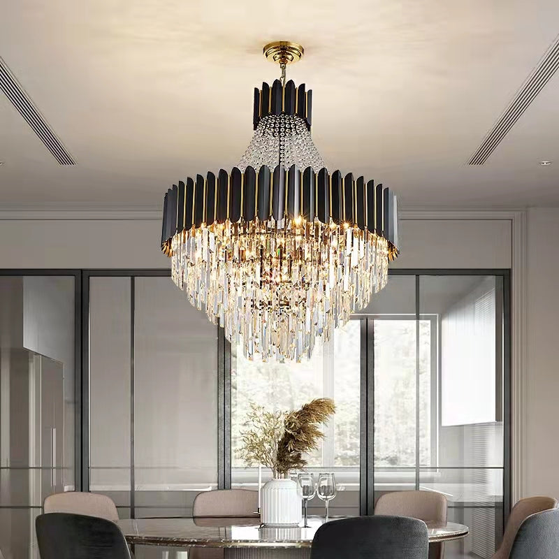 Lampadario di cristallo nero alla moda per l'illuminazione del soffitto del corridoio dell'atrio