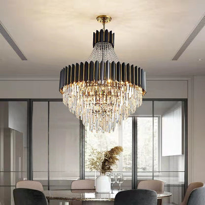Lampadario di cristallo nero alla moda per l'illuminazione del soffitto del corridoio dell'atrio