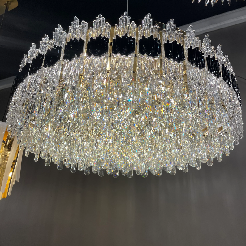 Modern Luxury Round Crystal Rods Pendant Chandelier for Living/Dining Room/Entryance