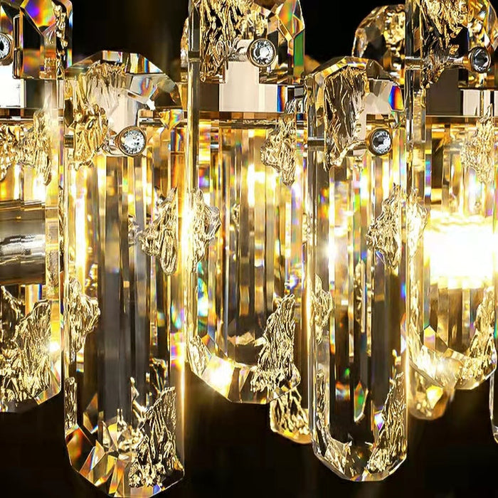 Ice Clear Round and Long Crystal Chandelier For Living Room Ceiling Lamp for Dining / Bedroom Hallway Light