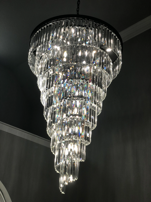Extra Large Spiral Crystal Chandelier Multi Tiered Round Ceiling Light Restoration Hardware Helix  Elk Home Palatial