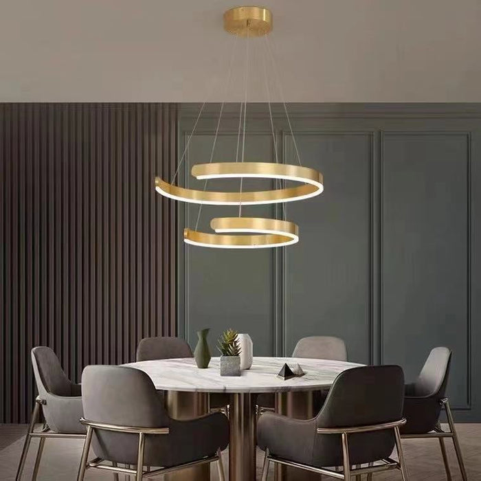 Gold Ring LED Chandelier Light With Wrought Iron Accents For Living Room