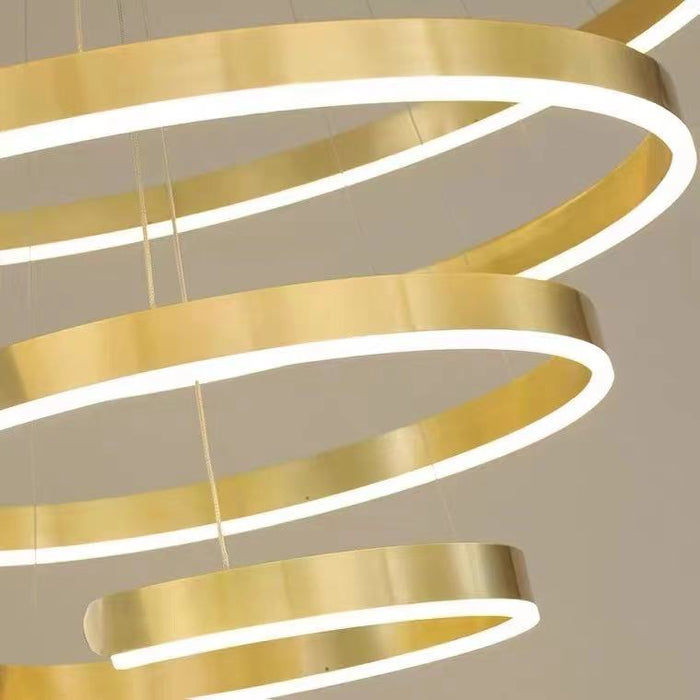 Gold Ring LED Chandelier Light With Wrought Iron Accents For Living Room