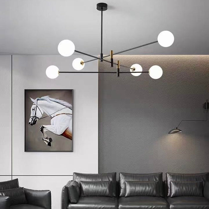 Black & Gold Sputnik Ceiling Pedant Light With Warm White Light