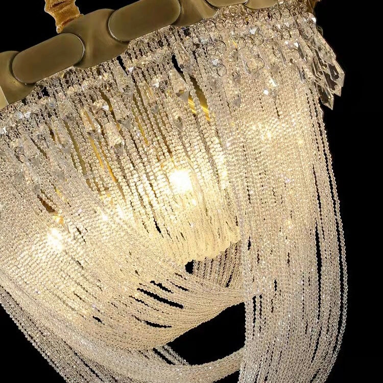 Luxury Pure Copper Chandelier Elegant K9 Crystal Living Room Light Modern Brass Dining Hall Ceiling Lamp