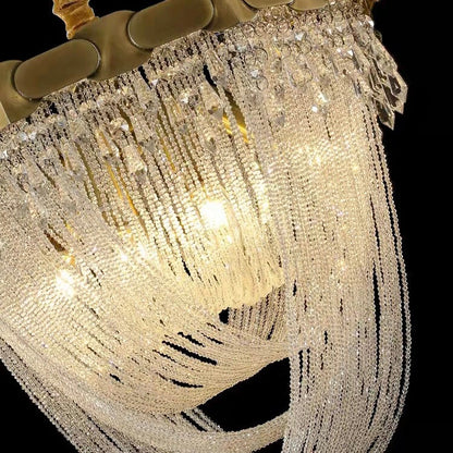 Luxury Pure Copper Chandelier Elegant K9 Crystal Living Room Light Modern Brass Dining Hall Ceiling Lamp