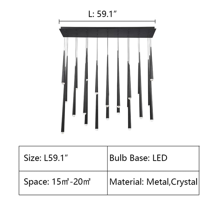 L59.1" chandelier,chandeliers,pendant,cone,living room,dining room,dining table,kitchen island,kitchen bar,dinng bar,bar,long table,big table,l;ong,extra large,large,big,long,metal,crystal