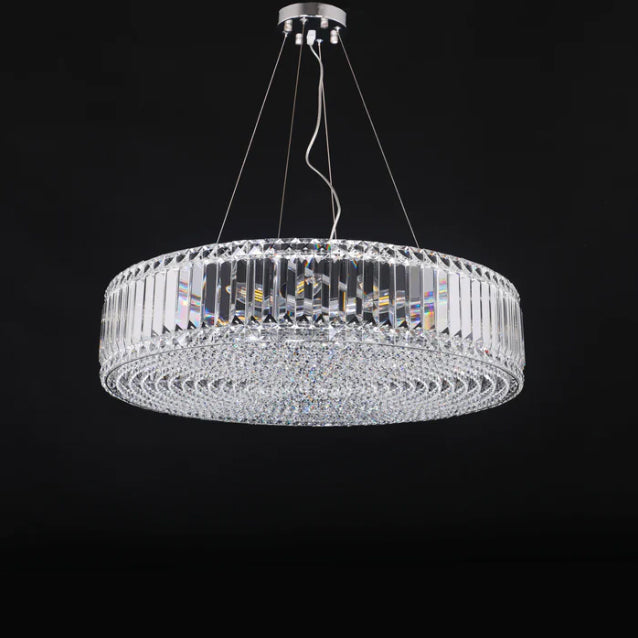 Modern Luxury Tiers Round Crystal Rods Pendant Candle Branch Chandelier for Living/Dining Room