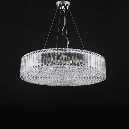Modern Luxury Tiers Round Crystal Rods Pendant Candle Branch Chandelier for Living/Dining Room