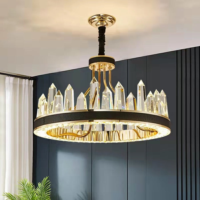 New Style Iceberg Crystal Chandelier For Living Room Modern Black Crown Ceiling Lighting Fixture
