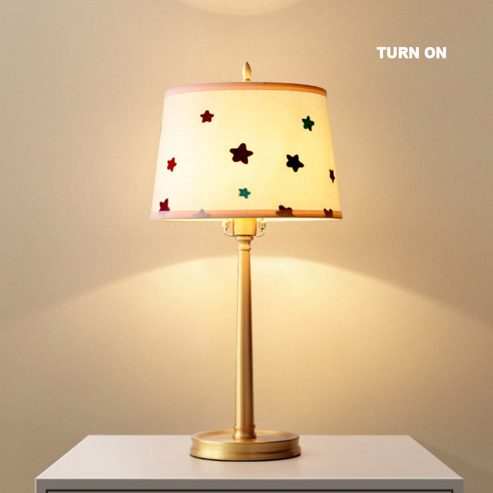 Empire Round Fabric Shade Table Buffet Lamp Star Night Lighting  For Kid Bedroom
