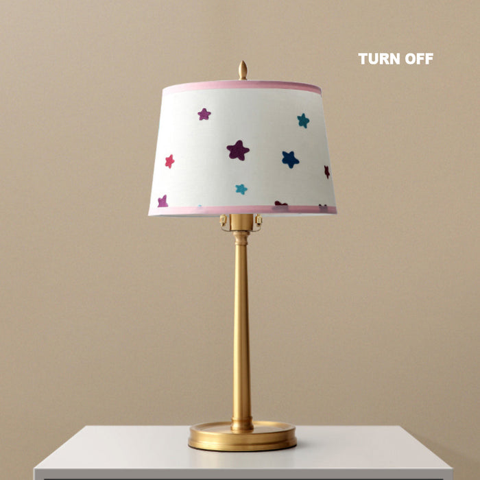 Empire Round Fabric Shade Table Buffet Lamp Star Night Lighting  For Kid Bedroom