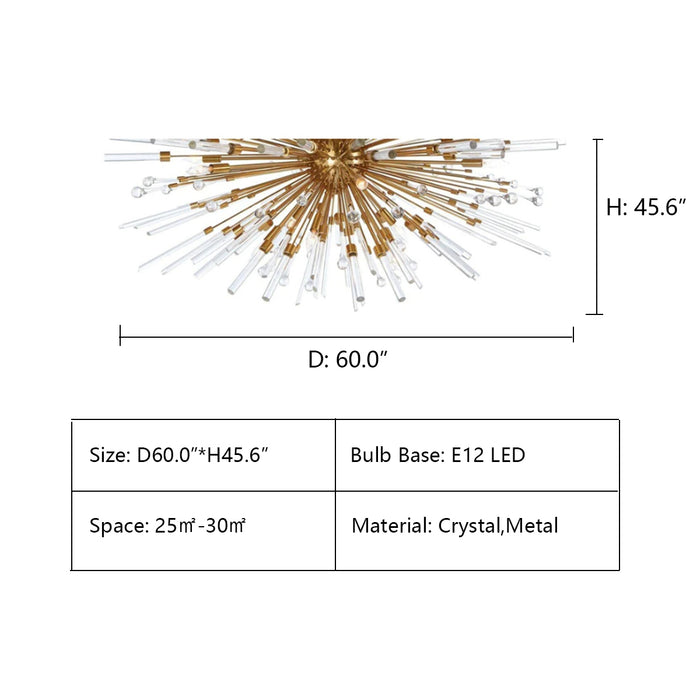 D60.0"*H45.6" Aisar Sputnik Flushmount Starburst Chandelier,chandeleir,chandeliers,branch,sparke,star,star light,ceiling,living room,dining room,restaurant