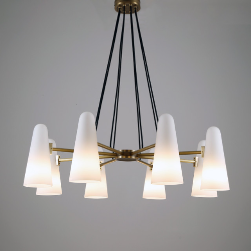Oversized Modern Minimalist Round Cone Glass Shade Chandelier for Living Room/Dining Room