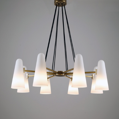 Oversized Modern Minimalist Round Cone Glass Shade Chandelier for Living Room/Dining Room