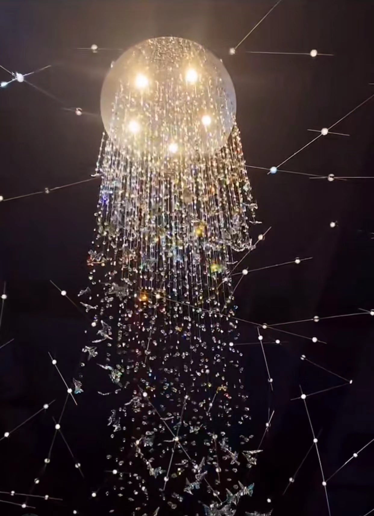 Lustre papillon en cristal K9 de style nord-européen pour plafond haut