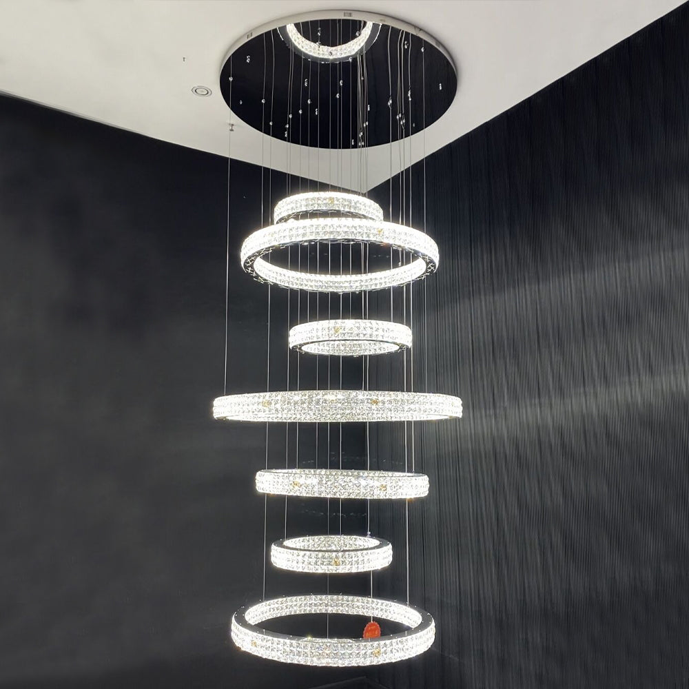 Oversized Light Luxury Multi-rings Ceiling Crystal Chandelier for Foye ...