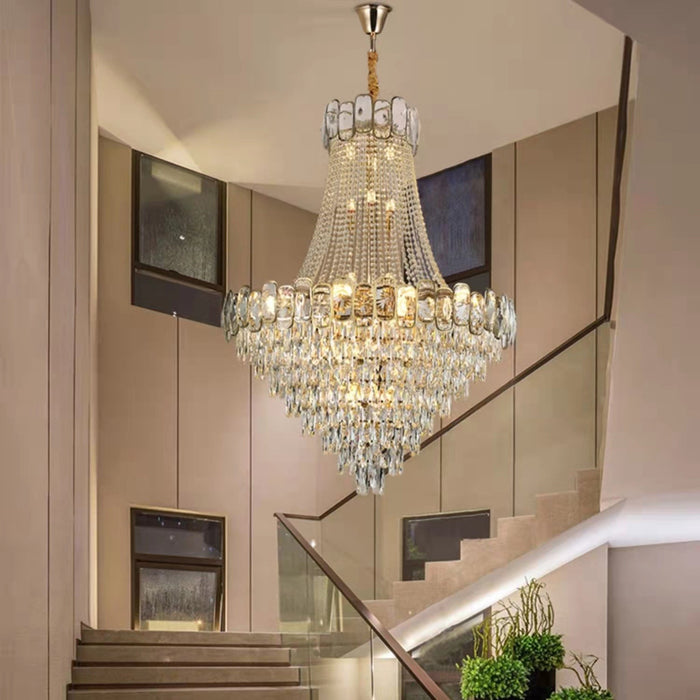 Extra Large Modern Fabulous Foyer Staircase Chandelier Luxury K9 Crystal Ceiling Light For Living Room Hallway Entrance