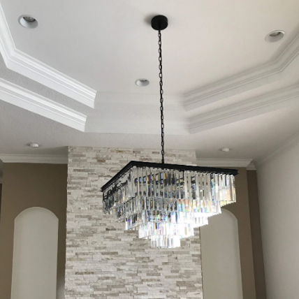 Extra Large 5 Tiers Square Crystal Pendant Chandelier for Living Room/Dining Room/Foyer