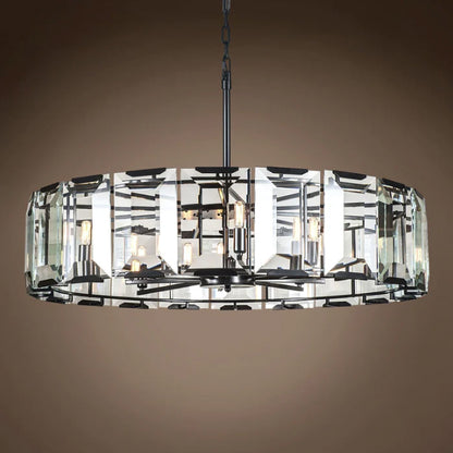 Nordic Minimalist Branch Candle Light Crystal Round Chandelier for Living/Dining Room