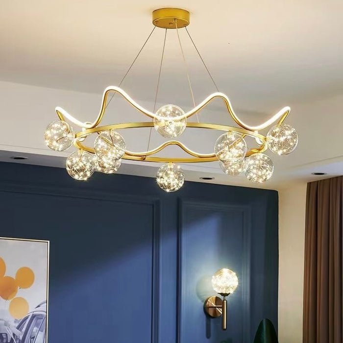 Transparent Glass Ball Chandelier Lighting Modern Hanging Lamp