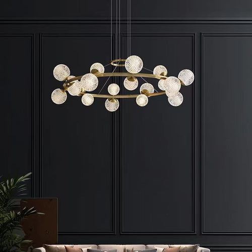 Modern Crystal Chandelier| Molecular Ceiling Fixtures Light|Crystal Brass Finish Chandelier