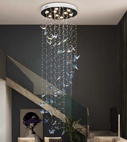 Lustre papillon en cristal K9 de style nord-européen pour plafond haut
