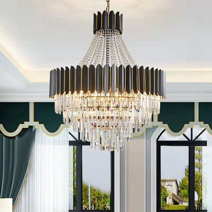 Lampadario di cristallo nero alla moda per l'illuminazione del soffitto del corridoio dell'atrio