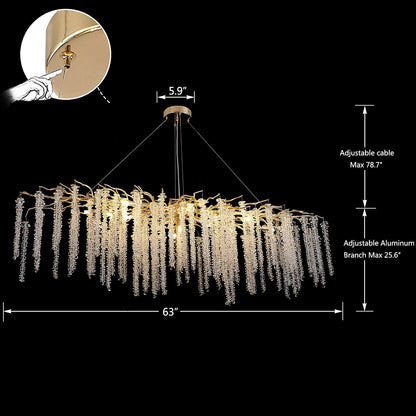 Branch Style Ceiling Light Crystal Icicle Chandelier for Dining Room