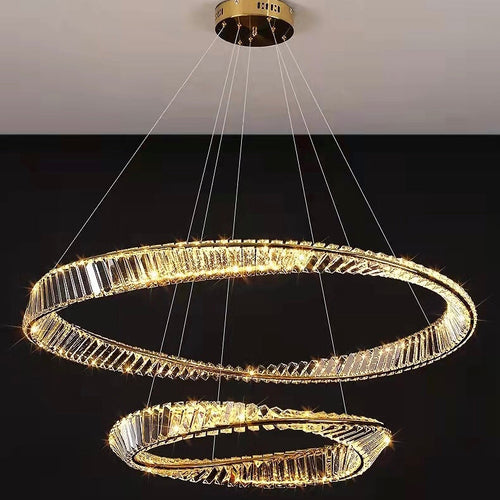 Lampadario di cristallo ad anello, lampada da soffitto di lusso per soggiorno/sala da pranzo, luce per camera da letto