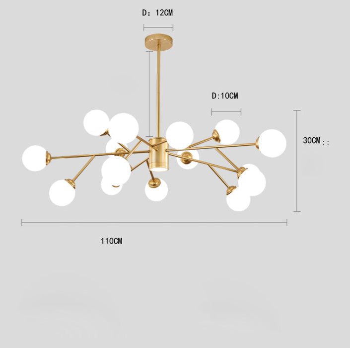 Modern Globe Glass Chandelier Ceiling Light Fixtures With 18/12 Lights