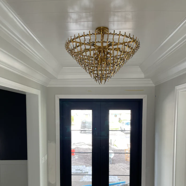 Modern Light Luxury Round Multi-tier Crystal Pendant Chandelier for Living/Dining Room