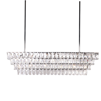 Oversized Luxury 4 Tiers Rectangle Crystal Pendant Chandelier for Living/Dining Room/Kitchen Island