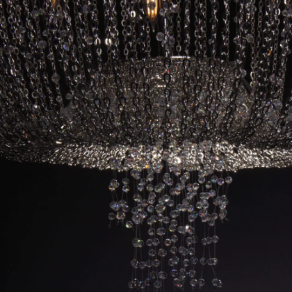 Oversized Luxury Metal Tassel Empire Crystal Chandelier For Foyer/Staircase/Hallway/High-ceiling Living Room