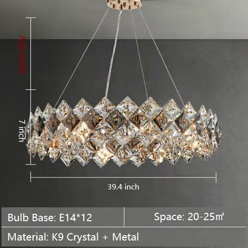 Prismatic Crystal Chandelier For Living Room Dining Room Ceiling Light