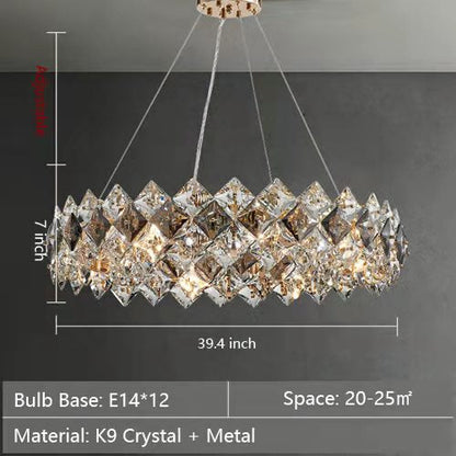 Prismatic Crystal Chandelier For Living Room Dining Room Ceiling Light