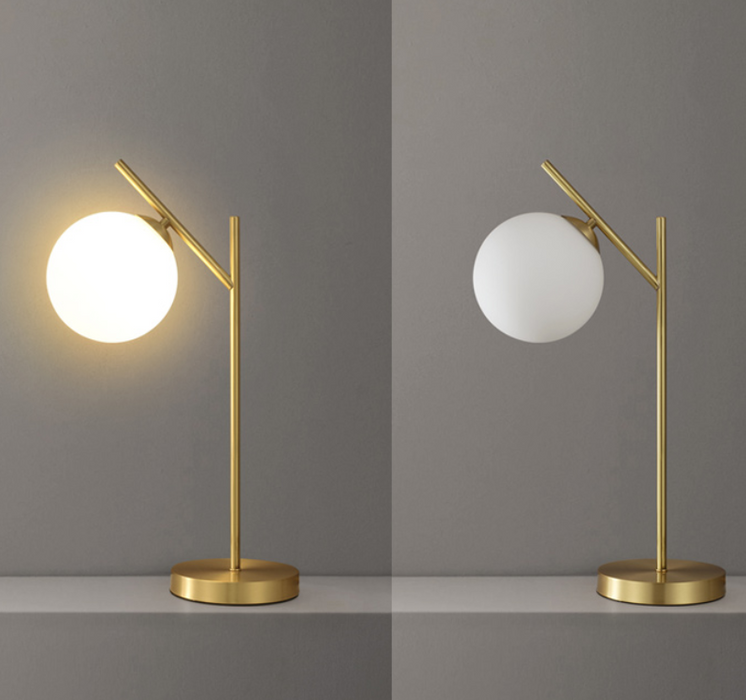 Minimalist Single Lamp Metal Night Light with Ball White Glass Shade