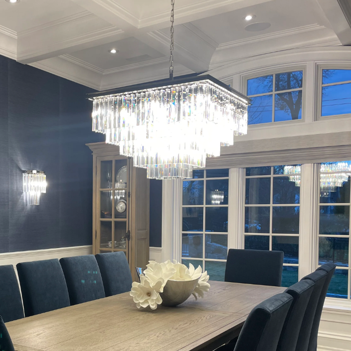 Extra Large 5 Tiers Square Crystal Pendant Chandelier for Living Room/Dining Room/Foyer