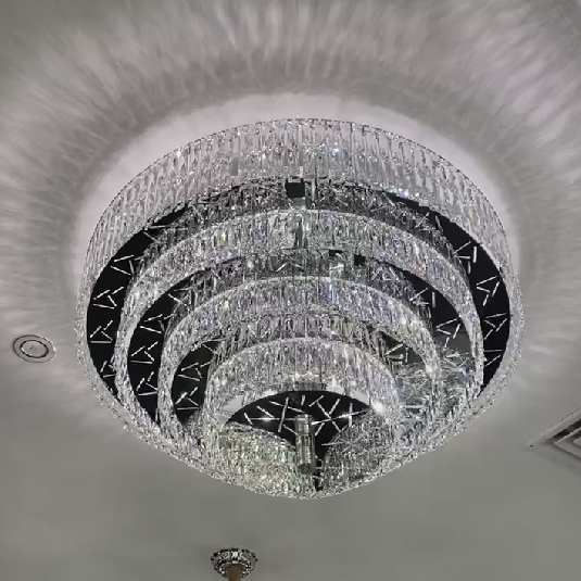 Lampada da soffitto rotonda a più livelli, moderna e di grandi dimensioni, da montare a filo
